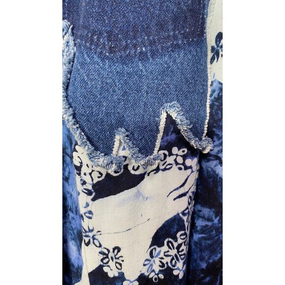 Upcycled Recycled Boho Denim Skirt With Tie Belt Size 26 - Picture 4 of 15